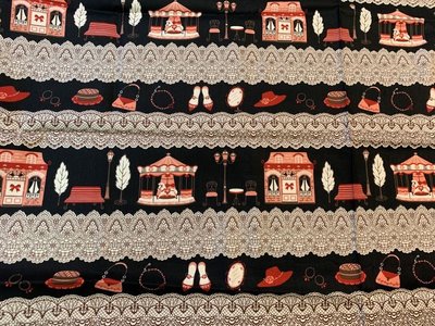 【傑美屋-縫紉之家】日本KOKKA棉布~優雅的SHOPPING快樂購物淑女/半碼/黑色底Y451101