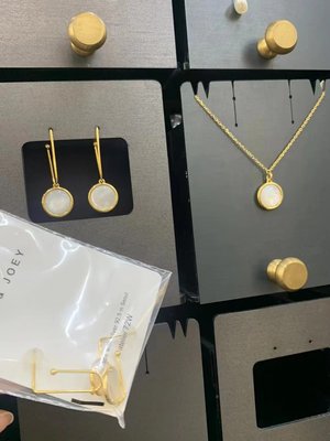 韓國品牌72W進口東大門新款設計師款貝母純銀925項鍊耳釘耳環飾品