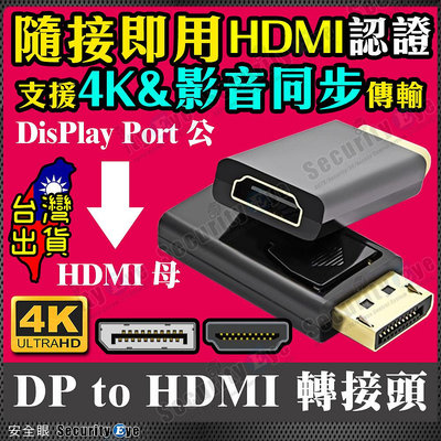 HDMI 母 轉接頭 DP 公 Display Port 轉換頭 螢幕 電腦 4K 聲音 傳輸器 電視 投影機 HDMI線