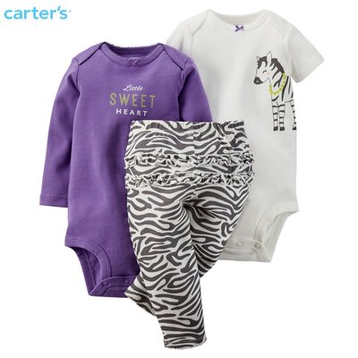【Baby's closet】全新Carter's美國正品 斑馬短長袖包屁衣+褲三件組3M Gap