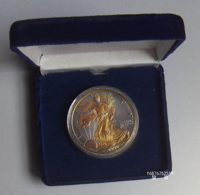 【鑒 寶】（外國錢幣） 美國 2000年 - 自由女神 ，，1美元 ，鍍金 ，，盒裝  大銀幣 BTG1265