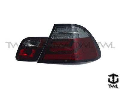 《※台灣之光※》全新BMW E46 2D 2門兩門 98 99 00 01年LED光條光柱紅墨尾燈組4片組