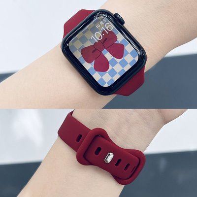iWatch錶帶適用iwatch8表帶apple watch7s65蘋果手表帶液態硅膠蝴蝶扣小眾女