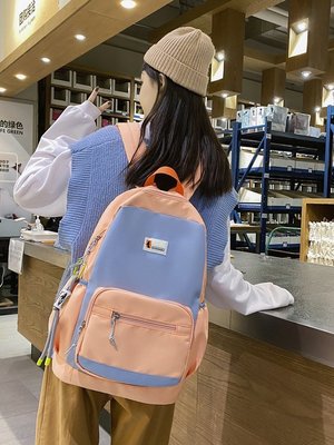 書包雙肩包女學生雙肩包後背包新款時尚甜美校園書包尼龍拼接包包大學生書包