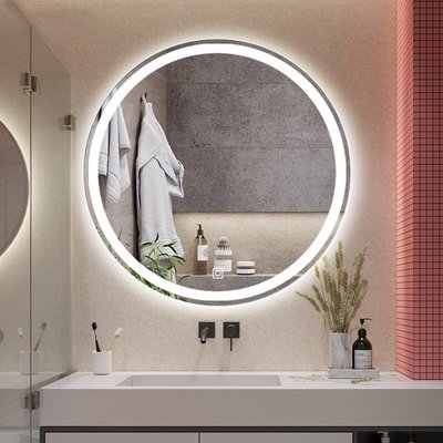熱銷 浴室鏡 化妝鏡 妝臺衛生間浴室鏡智能防霧洗手化妝圓鏡