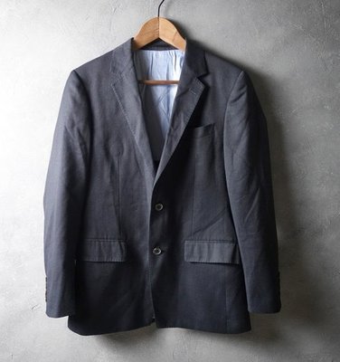 義大利品牌 SST&C 黑藍 羊毛混紡 合身版 休閒西裝外套 46A