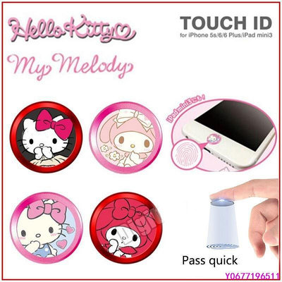 新款推薦 Hello Kitty iPhone 6s/7/8/Plus/ X 蘋果指紋按鍵貼Home鍵貼 Ipad-可開