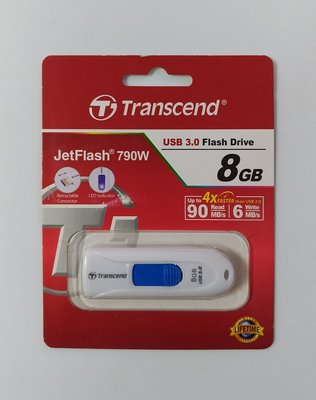 《858》Transcend 創見 8GB 隨身碟 USB 3.0 (TS8GJF790W) ~ 只要249元(免運)