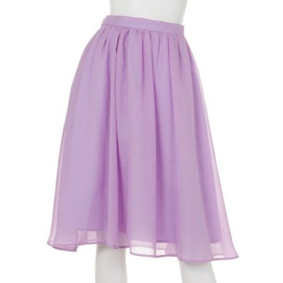 Rirandture 日本專櫃正品 粉紫色 飄逸雪紡及膝裙 半身裙 日本製