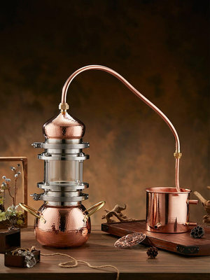 純露玻璃蒸餾器家用小型精油萃取機純銅蒸酒器釀酒設備鮮花純露機