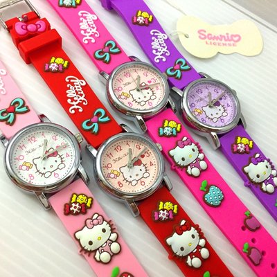 【HELLO KITTY】凱蒂貓 生動迷人立體圖案 手錶 四色系列 孩子最珍愛的收藏回憶