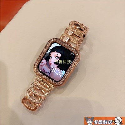 【熱賣精選】apple watch錶帶 C字鑽鏈式錶帶 小香風錶帶 蘋果7 SE 6 5 4代金屬錶帶 41mm 45m