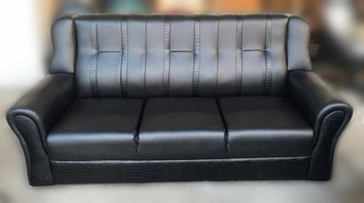 【宏品二手家具館】 BN-209*全新黑色三人沙發 乳膠透氣皮沙發* 沙發床 貴妃椅 木沙發 布沙發 庫存家具批發拍賣