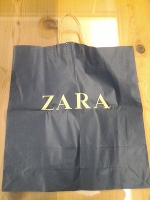 ZARA 品牌紙袋-購物袋 包裝袋 手提袋 禮物袋 (大 46*49*13cm)  藍色