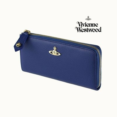 Vivienne Westwood ( 寶藍色 ) 真皮 L型拉鍊長夾 皮夾 錢包 中性款｜100%全新正品｜特價!