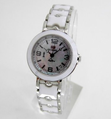 【 幸福媽咪 】網路購物、門市服務 NOBEL 諾貝爾錶 優質陶瓷腕錶 白_215