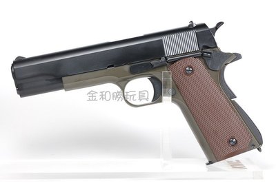 JHS（（金和勝 生存遊戲專賣））台製 KJ 軍版 OD色 全金屬 M1911 瓦斯手槍 4221