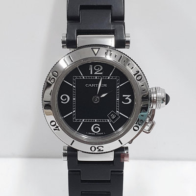 Cartier卡地亞 W3140003帕夏Pasha系列 2011/04證 黑色方格數字面盤 錶徑33 大眾當舖A975