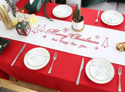現貨HOME 北歐風簡約紅色桌巾 素面桌布 餐桌巾 耶誕裝飾背景布 不含桌旗 140*240 可開發票