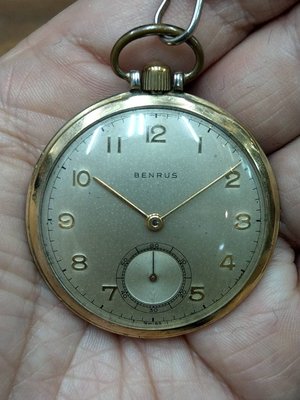 @@川美堂@@~~~50年代美國benrus古董10k包金機械懷錶