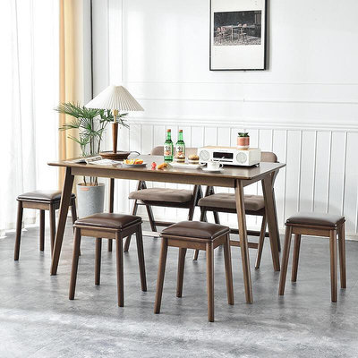 實木軟包凳子中式客廳家用方凳可疊放矮凳餐桌凳圓凳木板凳小椅子 自行安裝