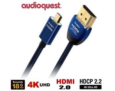 鈞釩音響~美國線聖 Audioquest Micro to HDMI Slinky 極細高品質傳輸線2.0m 支援4K