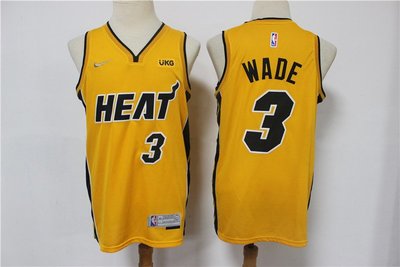 德韋恩·韋德 （Dwyane Wade）NBA邁阿密熱火隊 2021新款 球迷版 黃色 球衣 3號