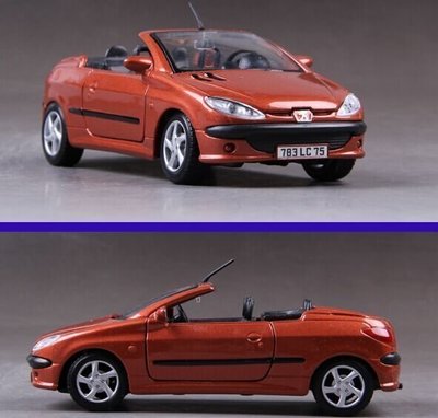 下殺- 汽車模型跑車車模1:24 Peugeot 寶獅206CC 敞篷跑車仿真合金車模型 擺件 跑車模型 禮物收藏 汽車