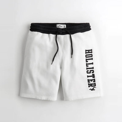 【HOLLISTER Co.】【零碼L】HC男棉短褲黑腰黑字白 F02220707-04