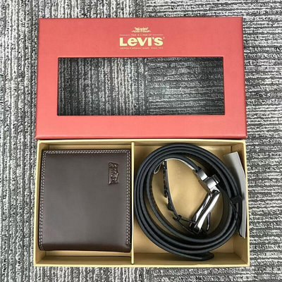 現貨：levis李維斯錢包搭配針扣皮帶禮盒套裝 男士短夾 商務皮帶腰帶 錢包