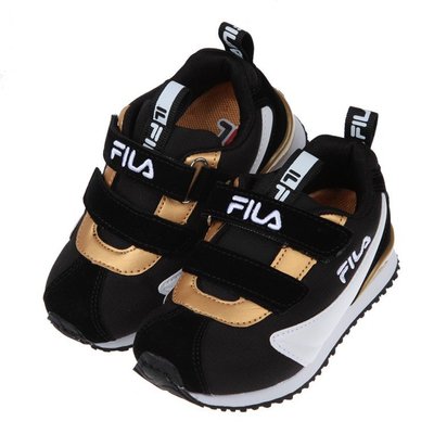 童鞋(16~22公分)FILA康特杯系列義式金典黑色金邊兒童慢跑鞋P1S51VD