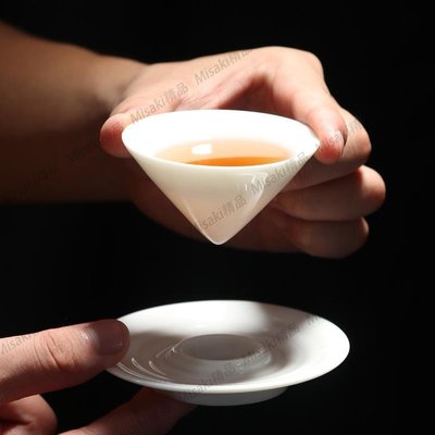 斗笠杯羊脂玉瓷茶杯小品茗杯主人杯陶瓷功夫茶具白瓷水滴感恩杯-Misaki精品