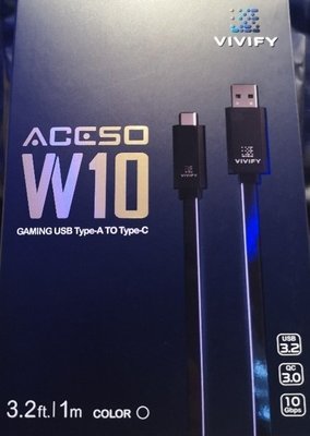【名展音響】 VIVIFY Aceso W10 全球首發 電競RGB 藍光USB TYPE C快充傳輸線 1米