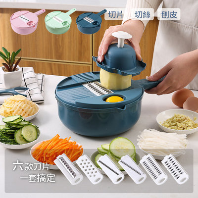 多功能廚房切菜工具12件套組 切片器 切花器 切絲器 廚房切菜神器 刨絲器 切土豆絲-3色可選CRL12-PK.G.DB
