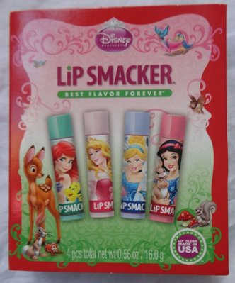 美國 Lip Smacker [ 迪士尼公主系列護唇膏 ] Lip Smacker Disney 四支組 書本 全新