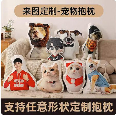 客製化 diy客製化抱枕異形訂製寵物枕頭貓咪來圖可印照片模擬靠枕送女友