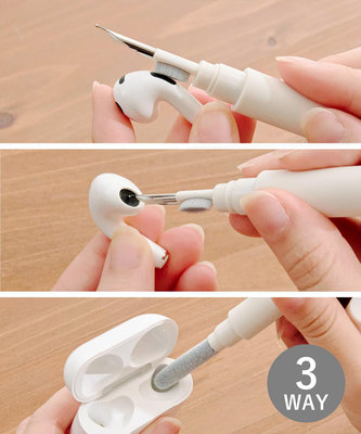 Miki小舖🌸日本 3COINS AirPods 藍芽耳機 耳機清潔筆 耳機清潔工具 環保 方便 輕巧 耳機多用清潔刷