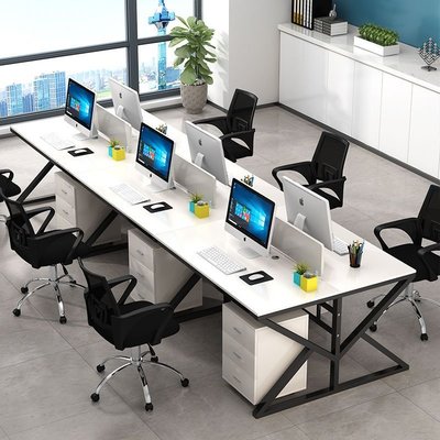 辦公桌現代簡約單人位2/4/6人位職員桌椅組合公司辦公員工工作位~特價