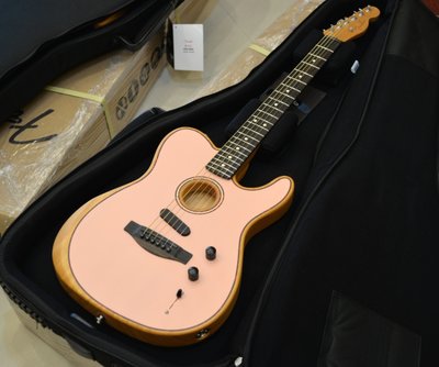【欣和樂器】美廠Fender Acoustasonic Telecaster 電木吉他 粉紅
