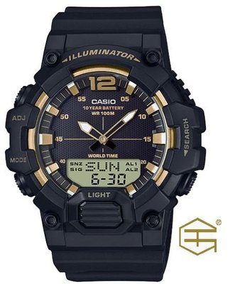 【天龜】 CASIO 數字搭配指針雙重顯示系列 10年電力 (黑X金) HDC-700-9A