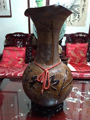 古玩藝品古董收藏/高級藝術精緻花瓶/附贈旋轉底座/高65公分直徑37公分重量12公斤