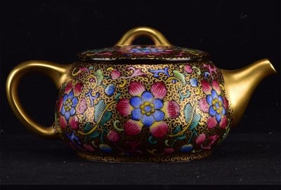 仿古乾龍年製 石瓢壺 鎏金壺立體 茶組 茶杯 琺瑯彩