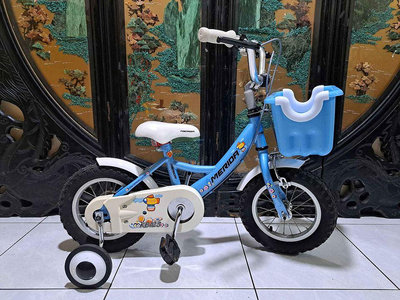 9成新藍色12吋美利達merida kb123兒童腳踏車.適合身高90-100之間騎乘附車燈桃園自取