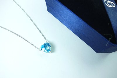 【凱兒寶石】天然瑞士藍拓帕石5克拉ct  925純銀鎖骨鍊