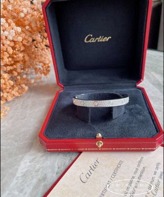 千奢二手正品Cartier 卡地亞 Love系列 18K白金手鐲 滿天星 滿鑽款 寬版手環 N6717617 現貨