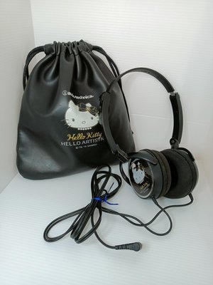 二手 日本 鐵三角 三麗鷗 Hello Kitty 聯名 audio - technica 有線 頭戴耳罩式耳機 （附耳機收納袋）現貨