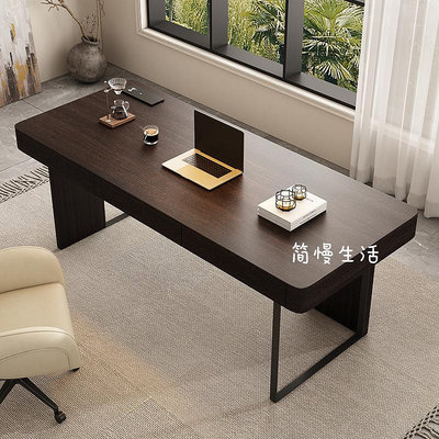 簡慢生活 意式極簡家用書房實木書桌現代電腦桌簡約輕奢辦公桌