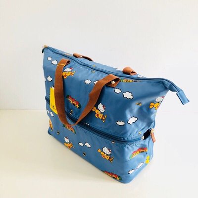 《現貨》【Hello Kitty】出國 摺疊旅行袋/折疊旅行袋/收納袋/行李袋_藍色