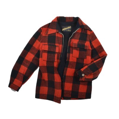 1970s Windbreaker CPO Shirt Jacket 紅黑S格紋 M 外套 Talon 刷毛