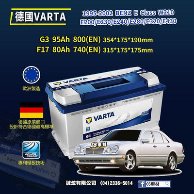 正品 CS車材-VARTA 華達電池 BENZ E CLASS W210 95-02年 F17 G3 ... 非韓製 代